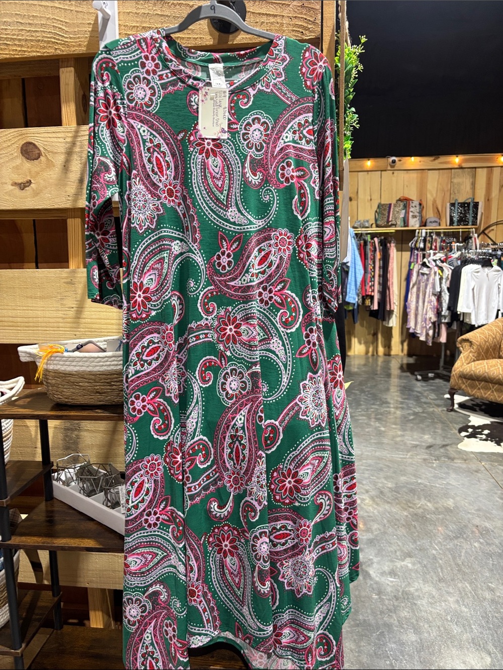 Chic Asymmetrical Paisley Dress in Green